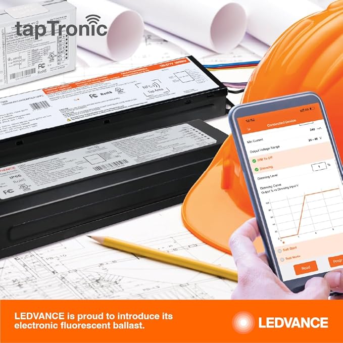 LEDVANCE 4-Lamp 32W T8 High Efficiency Instant On Electronic Ballast Universal (120-277) Black- 1 Pack (75866)
