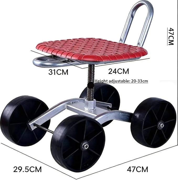 Rolling Garden Cart with 360° Swivel Seat Rolling Stool Gardening Work Seat with/Wheels for Planting Gardening Helper(silunC1-1)