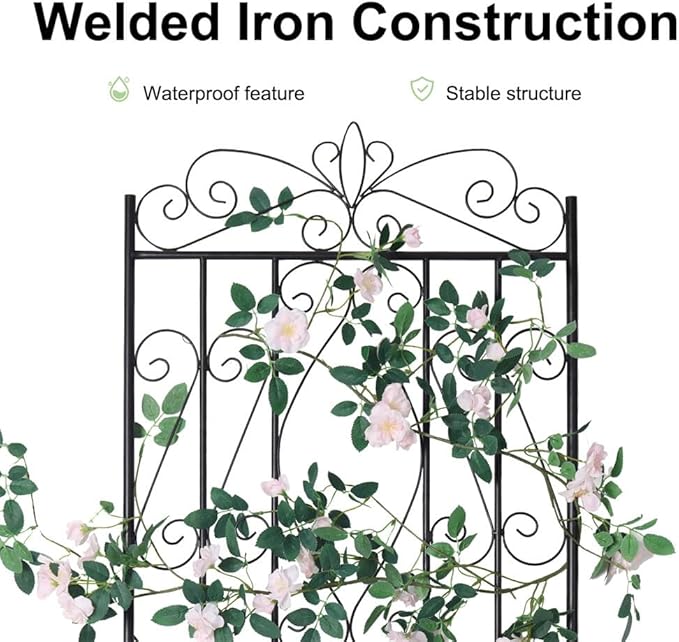 2 Pack Rustic Arch Garden Trellis Rustproof with Stakes Easy Installation for Ivy Climbing Plants