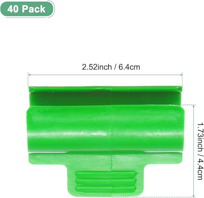 40-Pack Greenhouse Clamps for 1 Inch PVC Pipe Greenhouse Film Clamps Shading Net Rod Clip for Garden Net/Row Cover/Greenhouse Plastic [Grass Green]