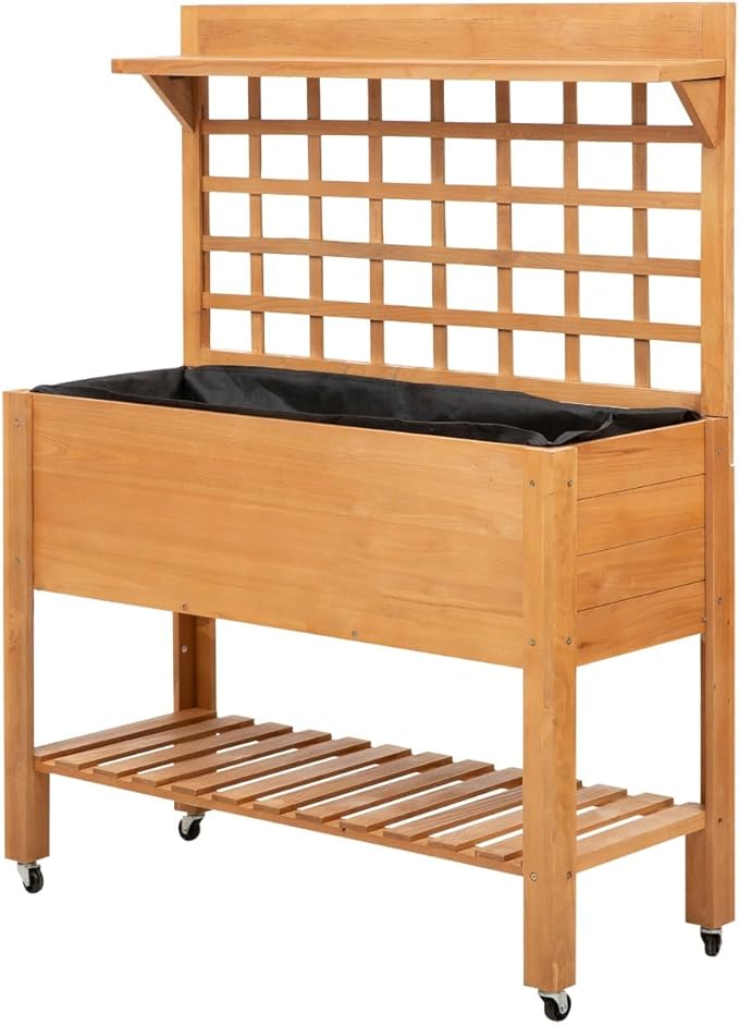 Elevated GRaised Bed Solid Wood Planter Flower Herb Boxes