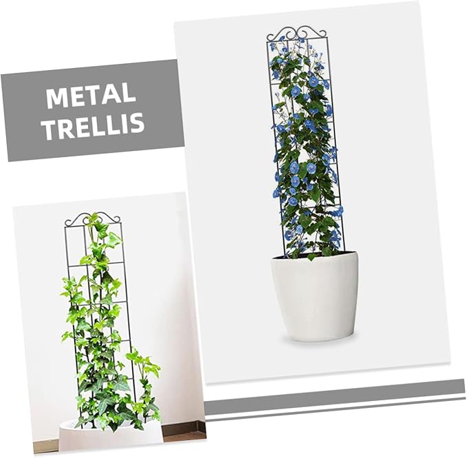 Gatuida 4pcs Metal Climbing Plant Support Trellis Frame for Garden and Home 50x15cm Black Vegetable Trellis for Climbing Vines and Potted Flowers