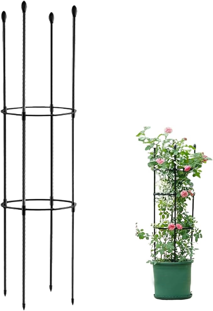 Generic Garden Trellis for Climbing Plants Garden Obelisks Metal Tomato Cage Plant Support Adjustable Height Climbing Plant Support Pot Trellis for Flower Vegetable Tomato Vines(85x22cm)