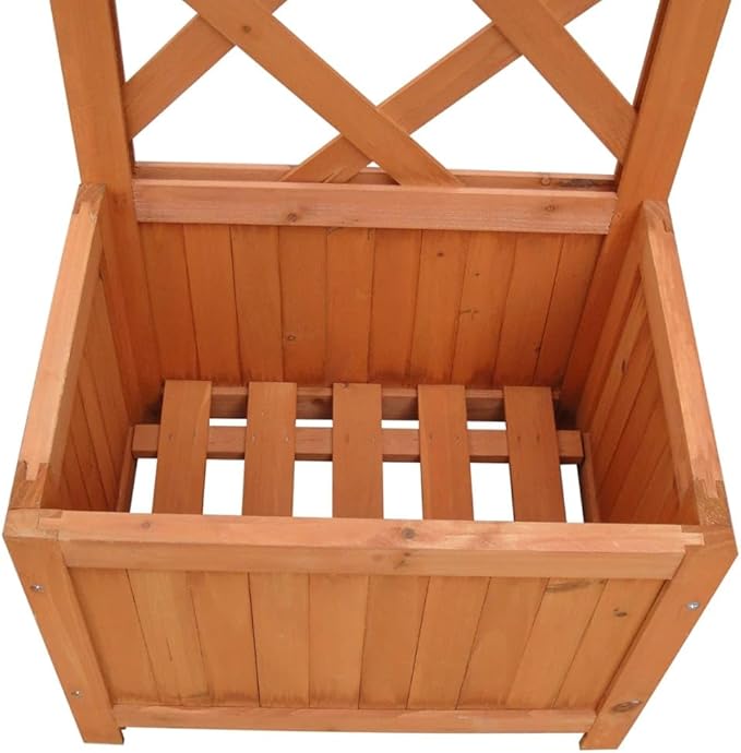 Solid Wood Trellis Planter Raised Garden Bed with Built-in Support Large Outdoor Planter Box for Flowers Vegetables and Climbing Plants 1'4 x 11.8 x 4'5 Easy Assembly Durable Construction