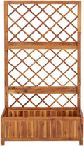 Raised Bed with Trellis 33.5x15x59.1 Solid Acacia Wood Plants Pots Pots for Plants Outdoor Planters for Porch Planter Pots for Porch Gardening Plants Outdoor
