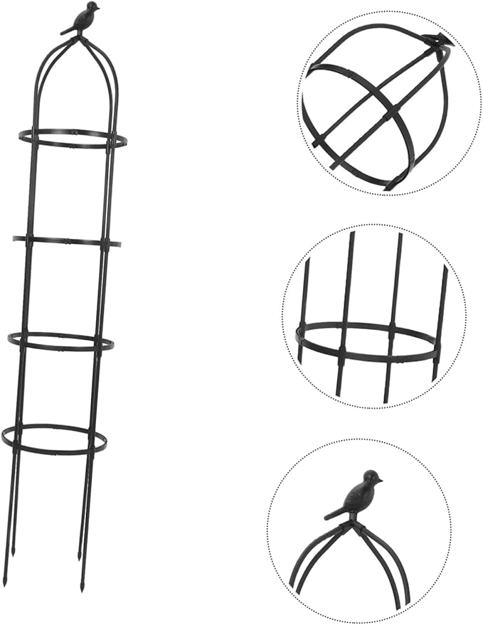 POPETPOP Garden Obelisk Trellis Metal Climbing Plant Support for Roses and Cucumbers Easy to Install Charming Bird Design for Indoor and Outdoor Use