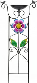 Bird Bath with Trellis Outdoor - 40 Antique Iron Free Standing with 9 Detachable Basin Spinning Flower Windmill &amp Birdfeeder Station for Garden Decor