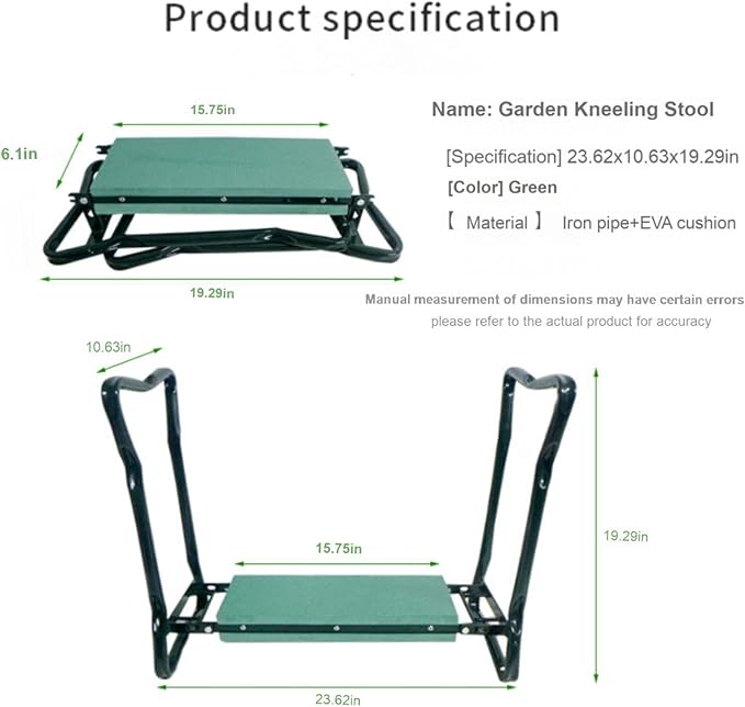 Upgraded Gardening Stool with Wide Soft Kneeling Pad Garden Kneeler and Bench for Seniors Featuring Large Tool Pouches Durable Foldable Design perfectfor Gardeners Outdoor Gardening Stool