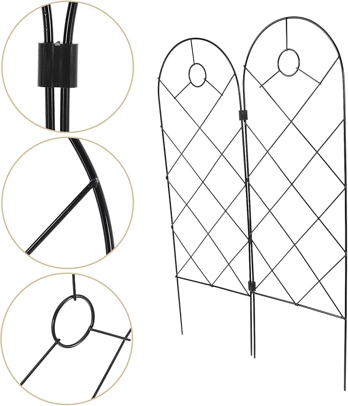 2pcs Foldable Iron Garden Trellis Plant Support for Climbing Vines and Potted Plants Green Climbing Frame Rack for Outdoor and Indoor Gardening
