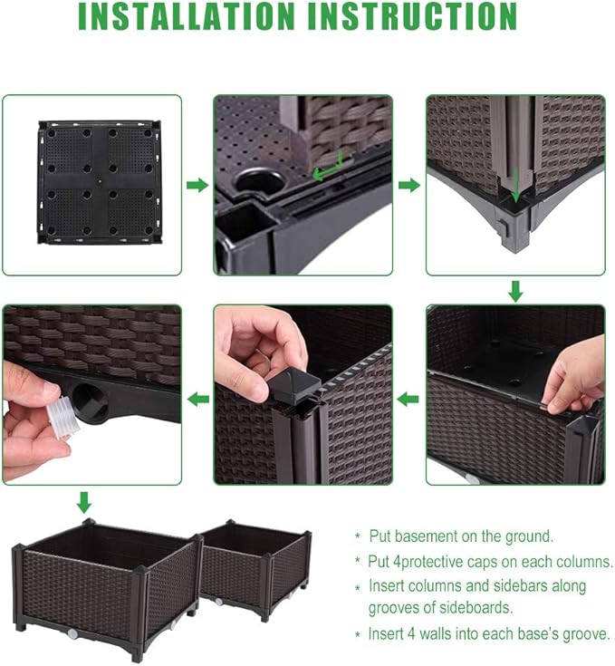 Elevated Planters Raised Garden Beds Plastic Vegetables Plant Raised Bed Kits Set of 2 Flowers Vegetables Growing Box with Legs &amp Drainage Holes for Garden Patio Balcony Restaurant Espresso