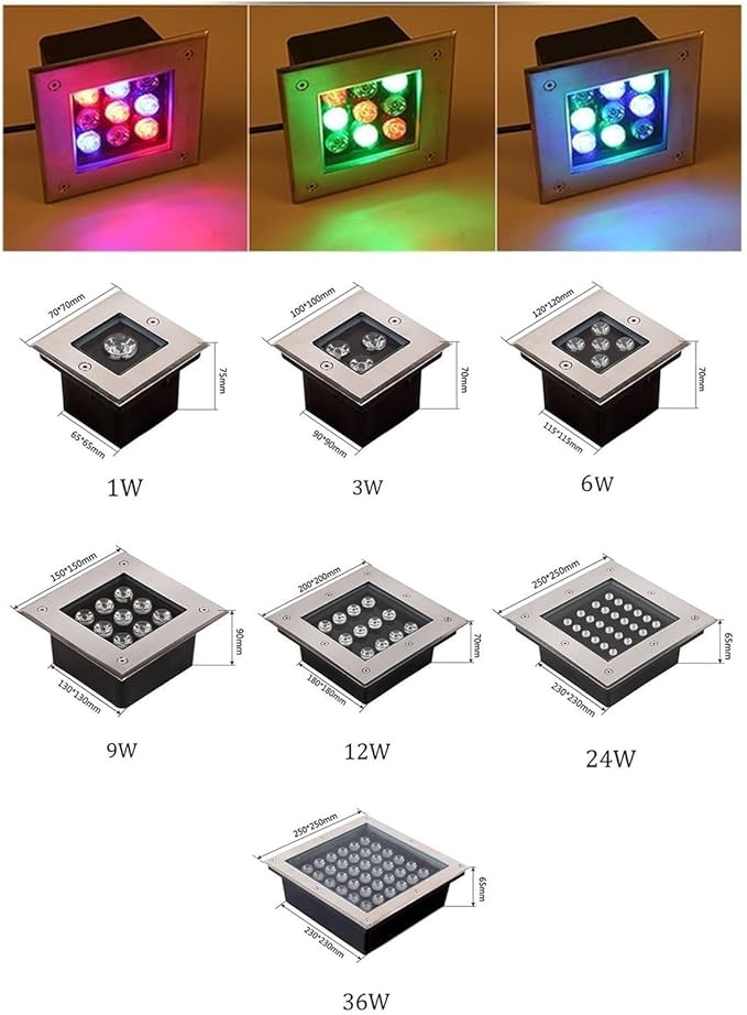 RGB Recessed Ground Spotlight - Waterproof IP66 Landscape Lights for Garden Driveway and Deck