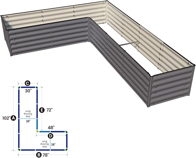 Olle 4 Pack Anti-Corrosion Aluminum Support Rods for 28 Width Raised Garden Bed 28 Inch Long