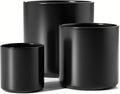LE TAUCI Ceramic Pots for Plants 10/8/6 Inch Indoor Planters with Draiange Hole Silicone Plug &amp Mesh Pad Modern Minimalist Pots for Home Office Set of 3 Satin Black