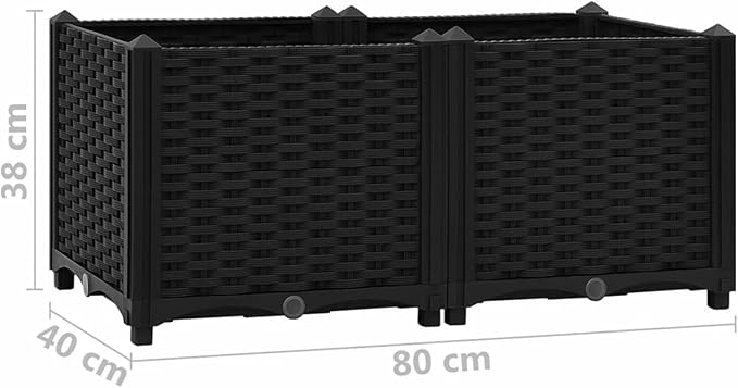 Raised Bed Durable Black Polypropylene Planter Box for Outdoor Gardening Vegetables Herbs and Flowers
