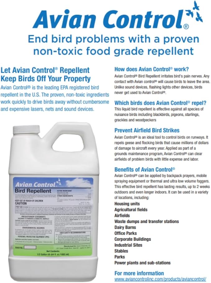 Goose Deterrent Bird Repellent Concentrate Geese Repellent Non-Toxic Removes Geese from Yards Parks Beaches Ponds and Ground Made in The USA (2.5 Gallon)