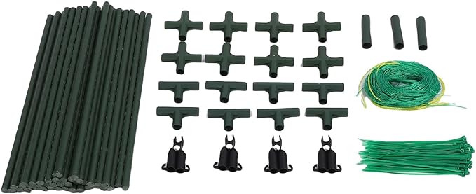 Fabater Cucumber Trellis Plastic Coated Steel Wind Proof 11mm Inner Pipe A Frame Adjustable Angle Garden Trellis Vegetable with Nylon Net for Climbing Plants in