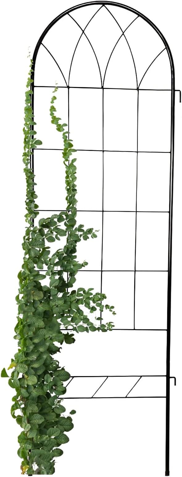 Outdoor Garden Trellis Anti-Rust Metal Flower Stand 150x45cm 59x18″ Grille with Decorative Lines for Lawn Garden Backyard Climbing Plants (Black/White)(Color:BlackSize:220x45cm)