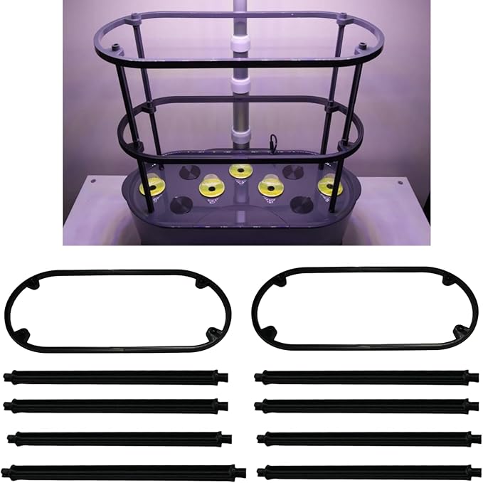 Stackable Trellis Extension for AeroGarden Bounty - ABS Sturdy Plant Support System for Taller Plants Black (2 Pack)
