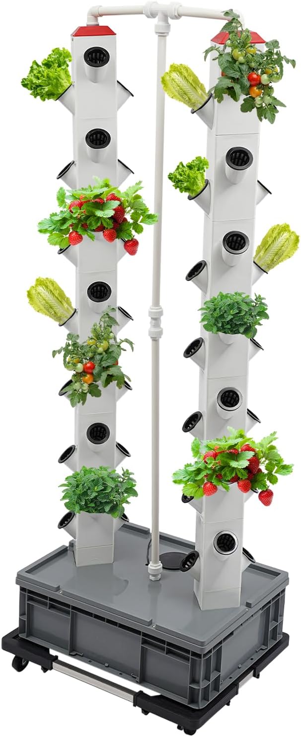 56 Pods Indoor Garden Hydroponics Growing System Vertical Garden with Water Pump Plant Germination Kit Aeroponic Veggie Flower Fruit Growth Pump System for Home