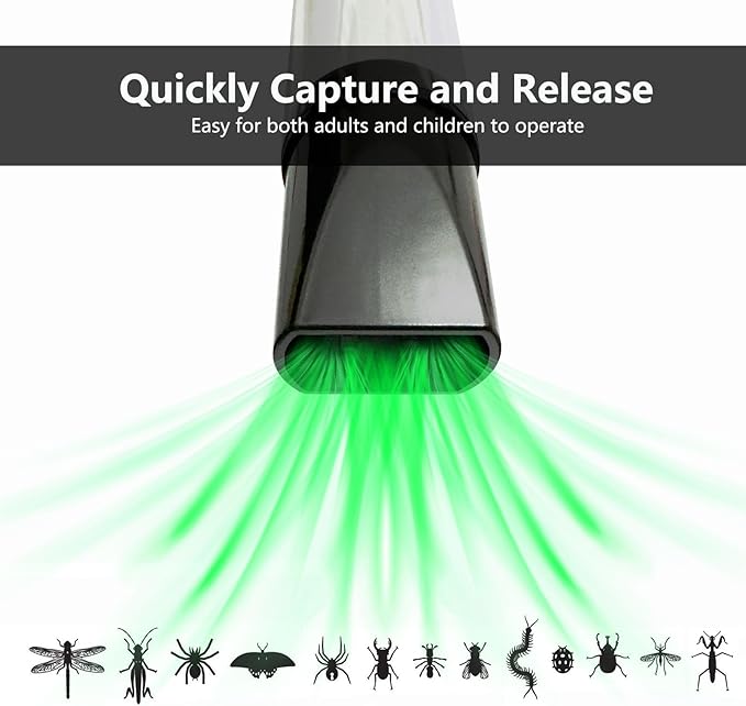 2 Pack Bug Vacuum Catcher for Adults and Kids Battery Powered Bug Sucker for Home Garden Cordless Spider Vacuum Small Insect Catcher Tool with LED Light for Spider Moth Beetle Cockroach Stink Bug