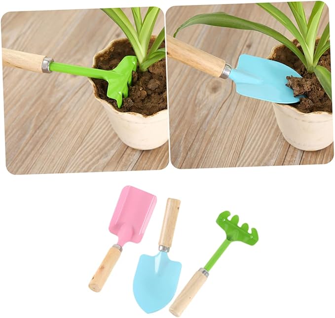 2 Sets Garden Tool Set Garden Tools for Wooden Garden Tools Gardening Tools Random Color