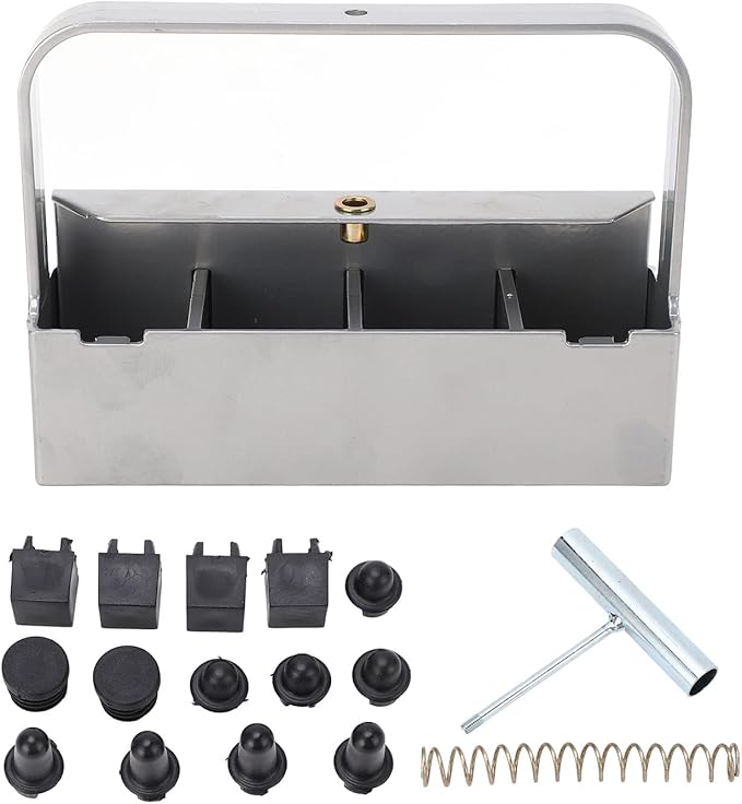 Manual Soil Block MakerSoil Blocker with Comfortable HandleSoil Block Maker with Handle 4 Cell Seed Blocker Stainless Steel Manual Seed Potting Blocking Tools