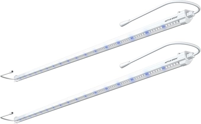 Active Grow Mushroom LED Grow Light – 4FT Blue Sun Spectrum Strip Light – 2-Pack 24W IP65 Waterproof 120-277V Daisy Chain Ideal for Oyster Shiitake Lion’s Mane