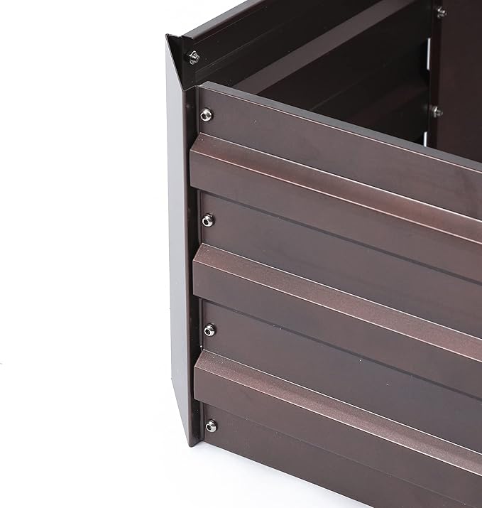 LuxenHome Brown Metal 32 x 20.2 Rectangular Raised Garden Bed
