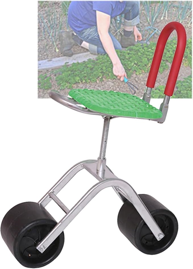 Garden Cart Gardening Workseat with Wheels Rolling Stool with Adjustable 360° Swivel Seatfor Patio(Green)