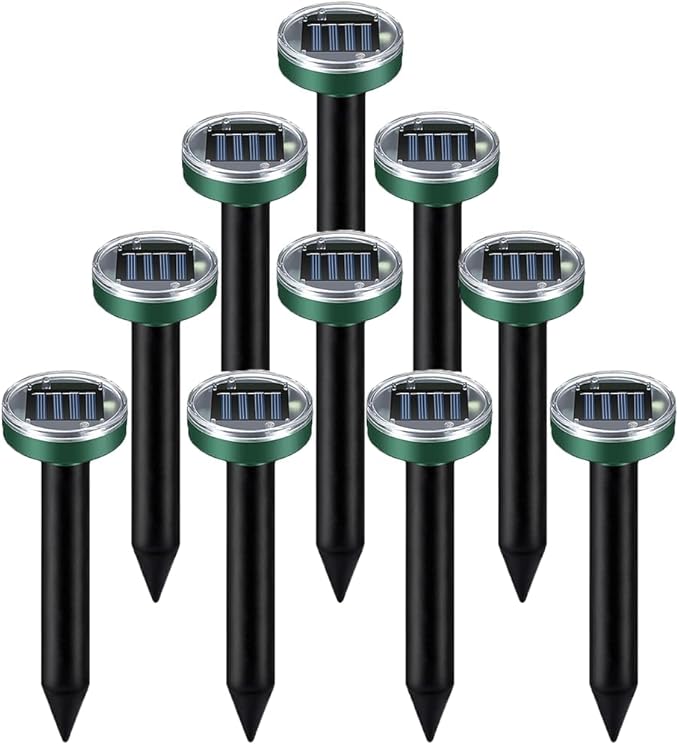 Solar Powered Ultrasonic Mole RepellentWaterproof Outdoor Vibration Mouse Control for Yard Garden360° Effective Rodent Repellent with Ultrasonic SoundGreen10 Piece