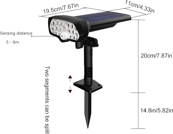 16 LEDs Solar Motion Sensor Landscape Spotlights IP65 Waterproof Outdoor Solar Powered Security Wall Light 3 Modes Solar Landscaping Lighting for Yard Garden Garage Pool Patio 2 Pack
