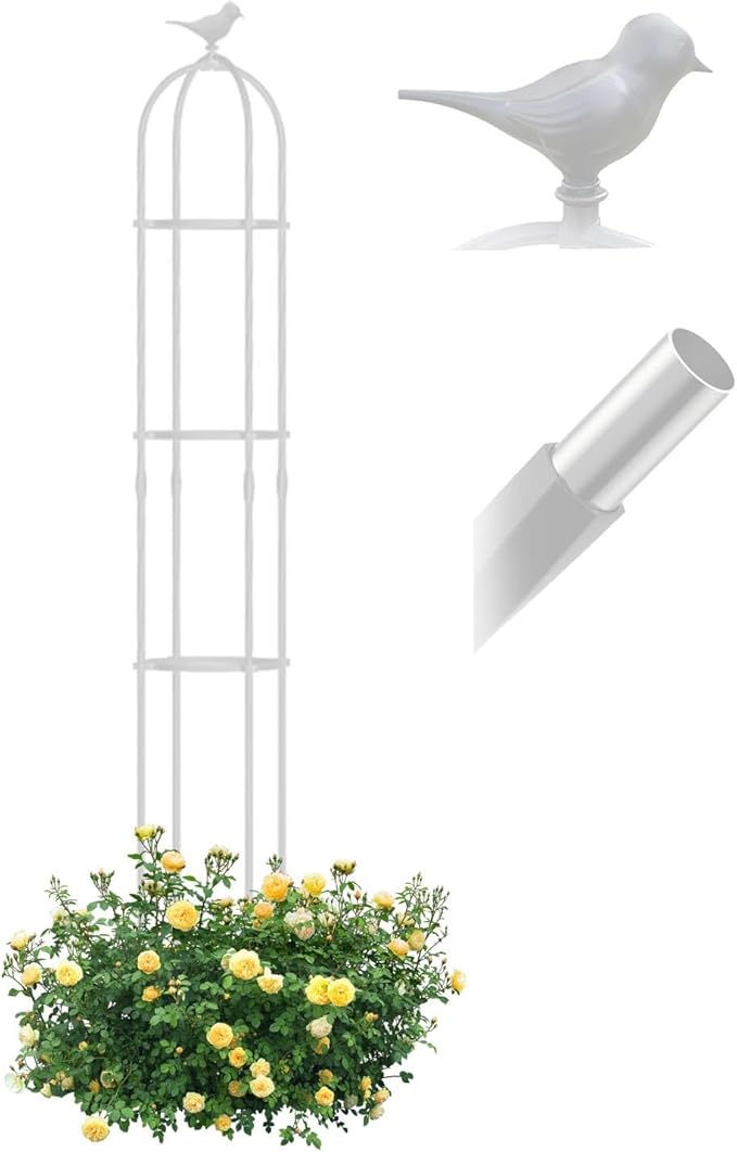 Metal Garden Plant Obelisk Garden Trellis for Climbing Plants 8.3x47in 9.8x74.8in 12.2x63in 13.8x59in Weather-Resistant Potted Plant Support Roses Vines Support Rack ( Color : White  Size : 21x120cm(