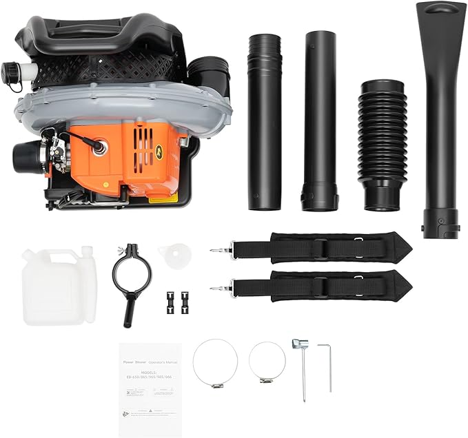 63CC Backpack Gas Powered Leaf BlowerCommercial 2-Stroke 2.7kW 850CFM 4.3HP Gasoline Grass Lawn Blower Leaf Blower Powerful Clearing Performance Ergonomic Harness Gas for Lawn Care Yard Snow Blowing