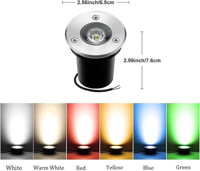 4PCS Outdoor Recessed Spot Light - Ground LED Landscape Lights IP67 Waterproof Garden Buried Lamp 1W LED Floor Spotlight for Garden Driveway Deck Step Lighting(Red1W(110-220V))