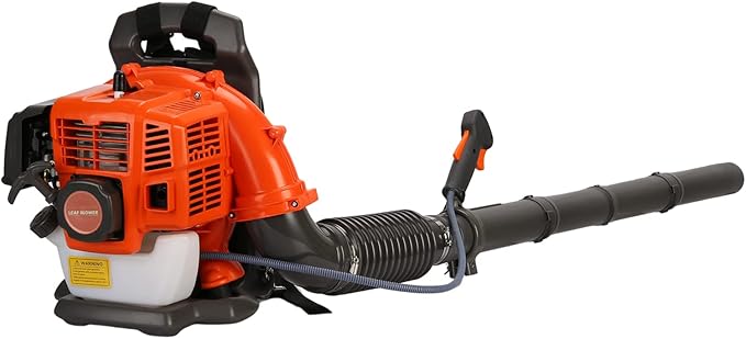 Gas Leaf Blower Backpack Leaf Blower 52CC 2 Stroke 550 CFM Backpack Blowers Gas Powered Gas Powered Leaf Blower Gas Blowers for Lawn Care Yard Road Cleaning (Red-Orange)