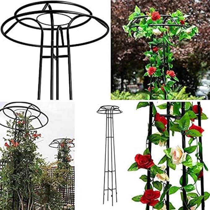 Garden Trellis for Climbing Plants and FlowersUmbrella Obelisk Garden TrellisMetal Roses Houseplants Tomatoes Vegetables Plant Trellis Tower(120cm/47.2in)