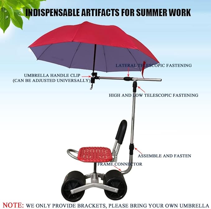 DYK&ampNX Gardening Rolling Scooter with Seat Foldable Garden Cart Portable Gardening Stool 360° Rotation Garden Kneeling Pad Great Gift for Parent Gardener Old People
