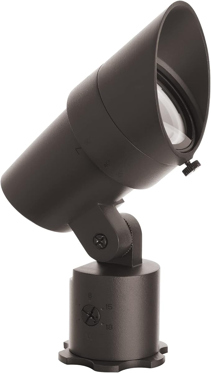 WAC Landscape Lighting LED 12V Medium Size Accent Light with Adjustable Beam Angle and Integral Brightness Control 50-1300 Lumens 3000K Warm White Built-in LED in Bronze