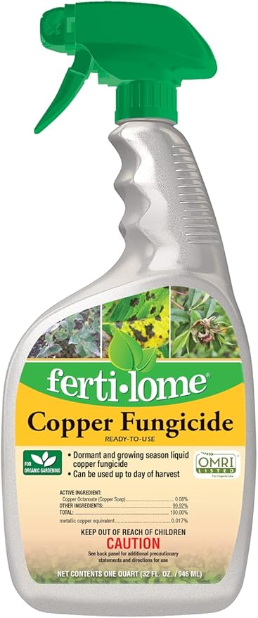 Fertilome (16136) Copper Fungicide Ready to Use Controls Needle Blight Blackspot Powdery Mildew and More OMRI Listed (32 oz.)