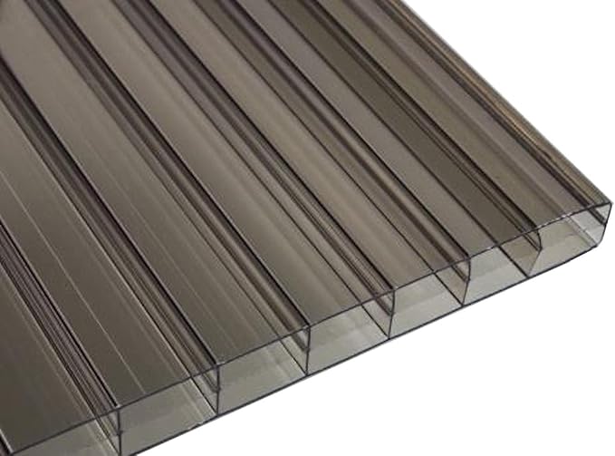 Falken Design Bronze Twin Wall Polycarbonate Panel - 24 x 36 x 1/4 (6mm) - UV Resistant Lightweight Shatterproof Roof Sheet for DIY Greenhouses Sheds &amp Outdoor Use