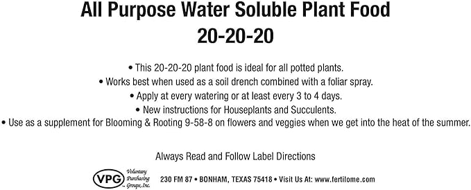 Fertilome 11722 All Purpose 20-20-20 Water Soluble Plant Food - 3 lbs.