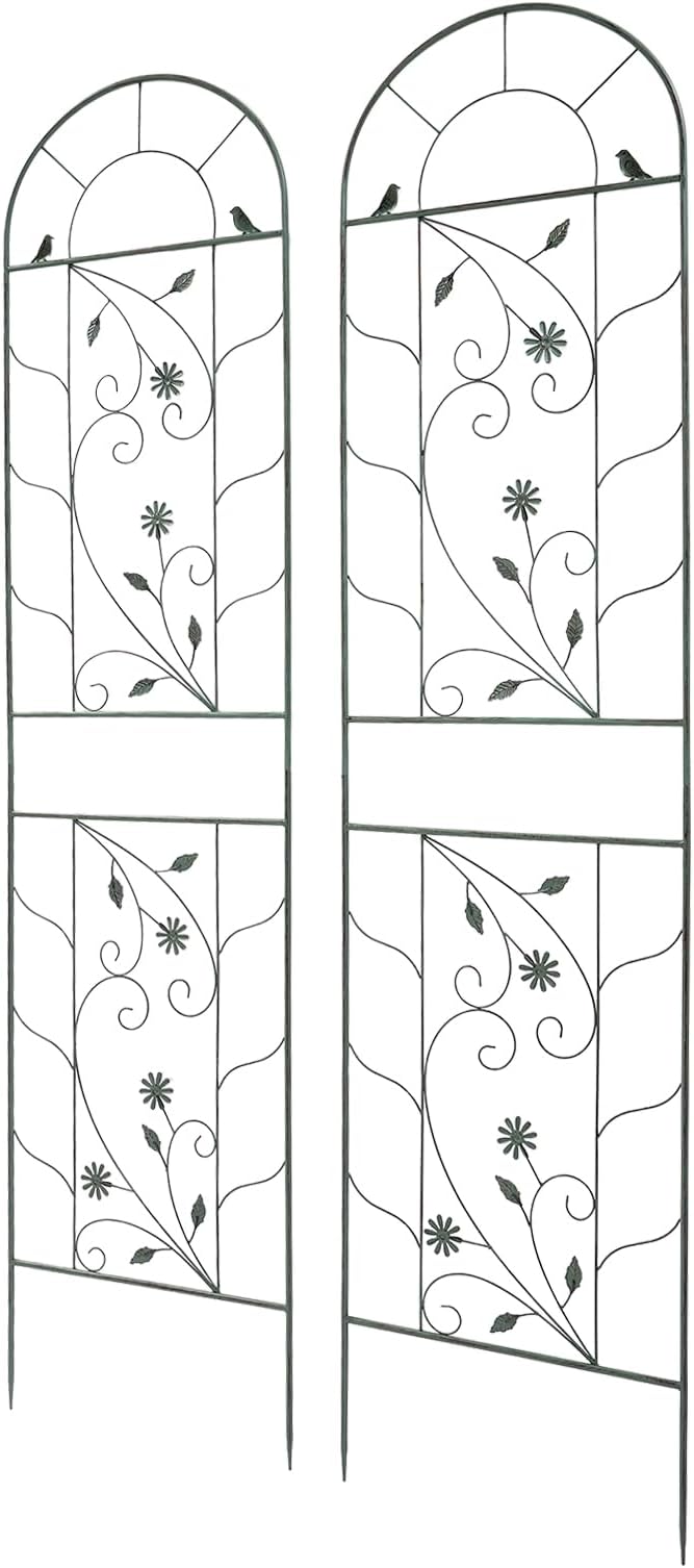 2 Pack Metal Garden Trellis for Climbing Plants Outdoor Fence Plant Support Trellis for Flower and Vagetable 20'' W X 83'' H Garden Decorative Trellis-Green