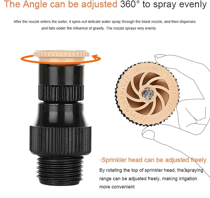 360° Rotation Auto Irrigation System Garden Lawn Sprinkler Patio 90°/180°/360° Adjustable at Will for Outdoor Grass Garden Yard Lawns (3 PCS)