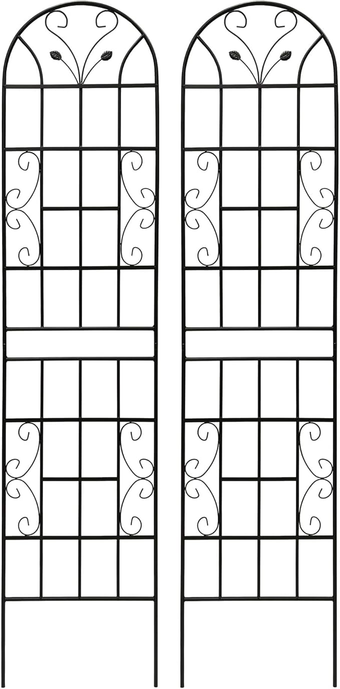 2 Pack Large Garden Trellis Heavy Duty Rustproof Iron Plant Trellis for Potted Plant Support Metal Climbing Rose Trellis Vine Vegetable CucumberBlack-86.7 H x 19.7 W