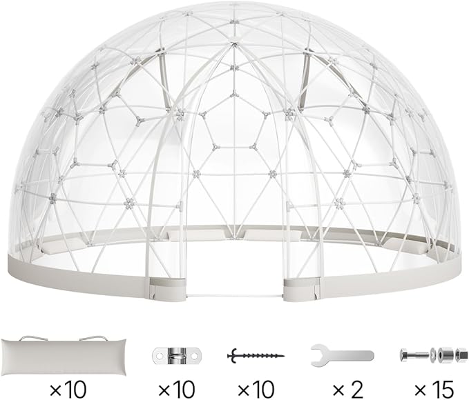 VEVOR Garden Dome Tent 15 x 9.5 ft Clear Bubble Tent House for 12-14 Person Waterproof PVC Geodesic Dome Greenhouse with Ventilated Window Outdoor Igloo Tents for Patio Backyard Party Camping
