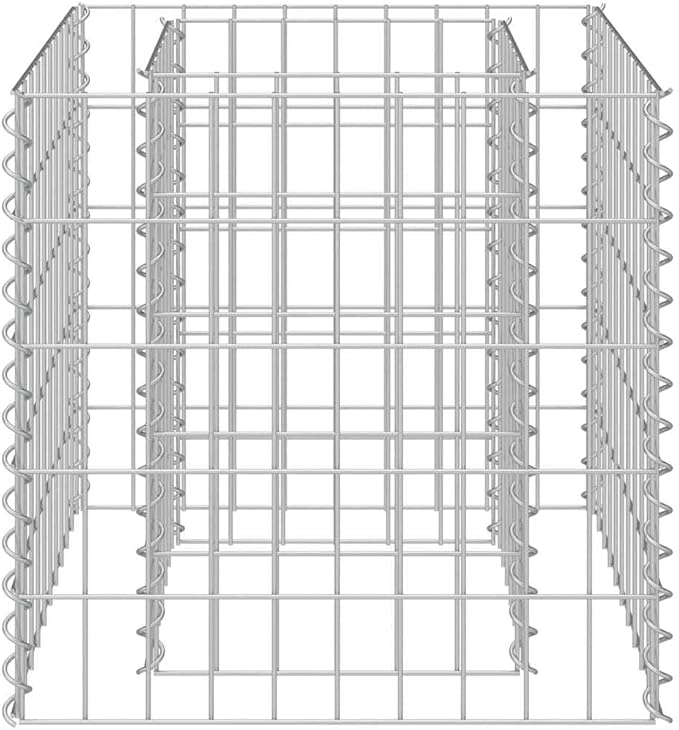 Gabion Raised Bed Silver Galvanized Steel 19.7x19.7x19.7 Inch Cubic Planter for Outdoor Plants Gardening