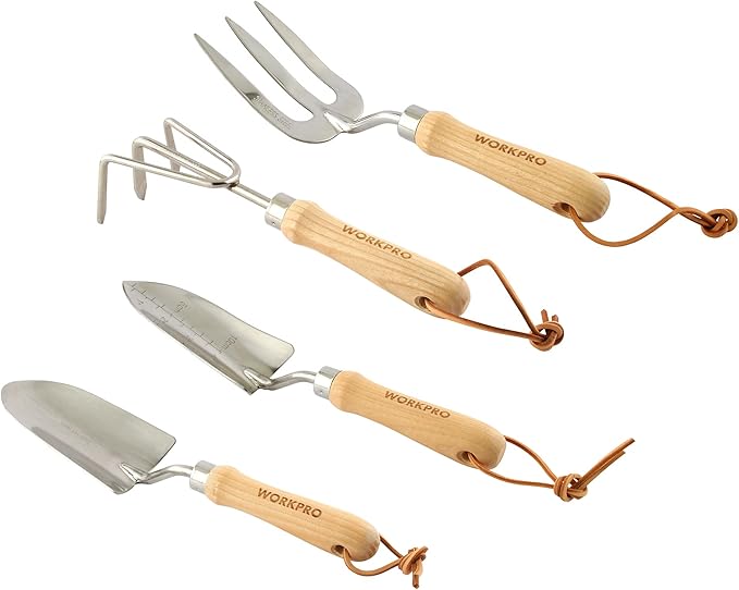 WORKPRO W005010WE 4 Piece Garden Tool Set – Heavy-Duty Stainless Steel Includes 4 Hand Tools (1 Kit)