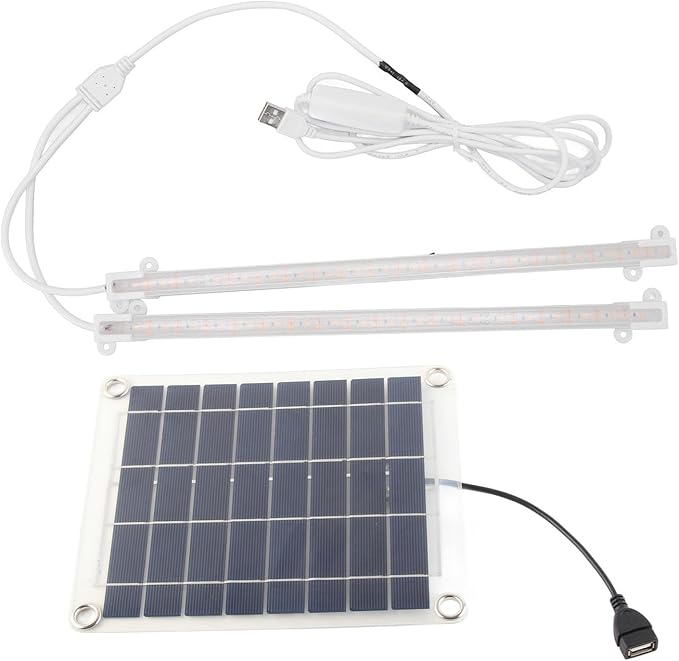 Generic Solar Grow Lights for Greenhouse Full Spectrum Growing LED Lamp Solar Plant LED Plant Grow Light Strip Outdoor Indoor for Balcony Vegetables Flowers (20w)