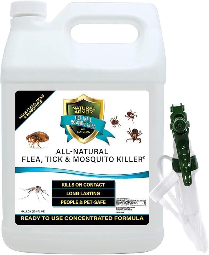 All-Natural Flea Tick &amp Mosquito Killer - Powerful Non-Toxic Formulation Safe for Children Pets &amp Environment for Indoor &amp Outdoor Use. 128 Oz Gallon Ready to Use with Heavy-Duty Trigge