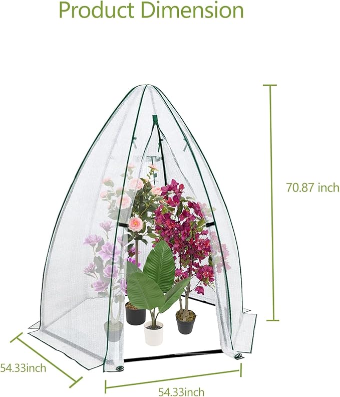 Portable Greenhouse for Outdoor Plants Heavy Duty Hexagonal Green House with Durable PE Cover Zippered Door Mesh Window Plant Protector From Animals Weather for Vegetables Flowers Fruits Herbs